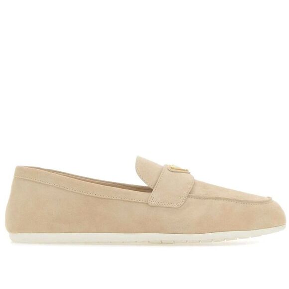 Prada Triangle Logo Suede Loafers Beige 37.5 - Picture 3 of 6